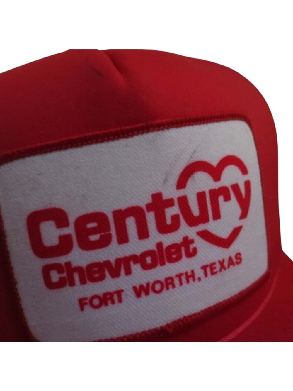 Vintage Snapback Mesh Cap Red Century Chevrolet Trucker Hat Fort Worth Texas
